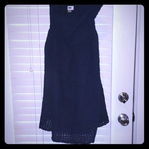 Navy eyelet strapless dress